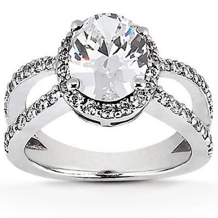 Oval Halo Diamond Semi-Mount Engagement Ring Setting