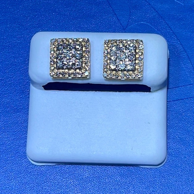 10KYG 1.65ct square shape round diamond earrings