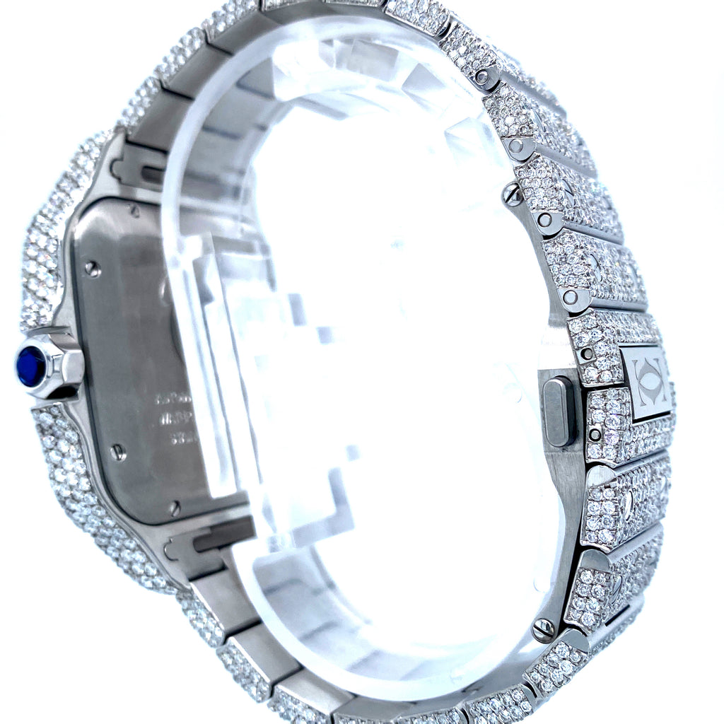 Cartier Santos de Cartier Large White Dial Full VVS Diamond Watch