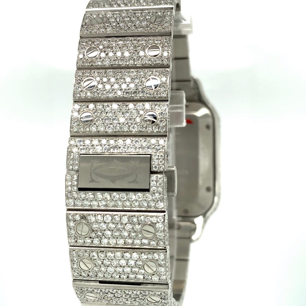 Cartier Santos de Cartier Large Pave Diamond Dial Full VVS Diamond Watch