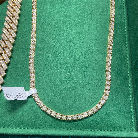 14k 24 inch diamond chain yellow gold