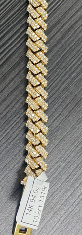 10mm Diamond Miami Cuban 14k Bracelet