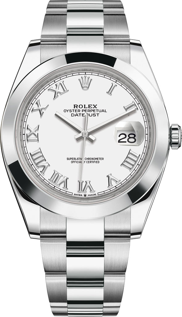 Rolex Datejust 41 White Roman Dial Ref# 126300