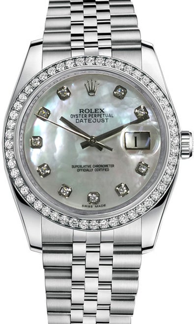 Rolex New Style Datejust Stainless Steel Custom Diamond Bezel and Mother of Pearl Diamond Dial on Jubilee Bracelet