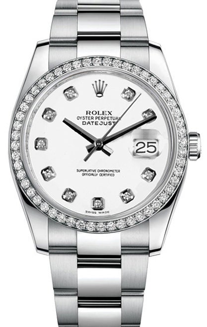 Rolex New Style Datejust Stainless Steel Custom Diamond Bezel & White Diamond Dial on Oyster Bracelet