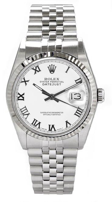 Rolex Men's Datejust Stainless Steel White Roman Dial