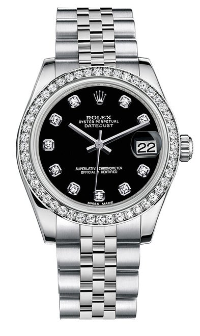 Rolex New Style Datejust Midsize Stainless Steel Custom Diamond Bezel and Diamond Dial on Jubilee Bracelet P178240BDDJ