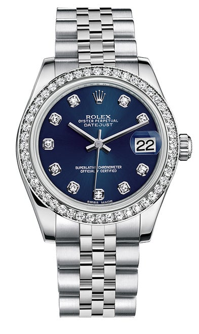 Rolex New Style Datejust Midsize Stainless Steel Custom Diamond Bezel and Diamond Dial on Jubilee Bracelet P178240LDDJ