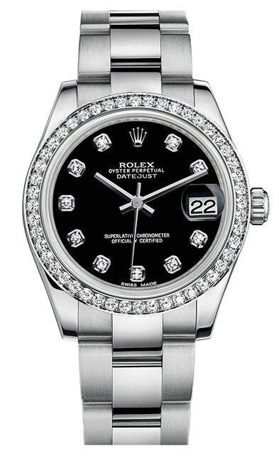 Rolex New Style Datejust Midsize Stainless Steel Custom Diamond Bezel & Diamond Dial on Oyster Bracelet P178240BDDO