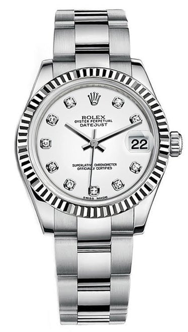 Rolex New Style Datejust Midsize Stainless Steel Custom Diamond Dial on Oyster Bracelet P178240WDO