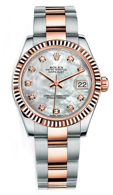 Rolex New Style Datejust Midsize Two Tone Custom Diamond Dial on Oyster Bracelet P178271MOPDFO