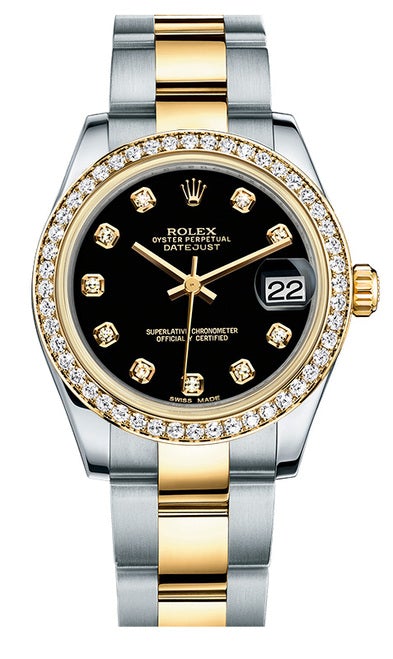 Rolex New Style Datejust Midsize Two Tone Custom Diamond Bezel & Diamond Dial on Oyster Bracelet P178273BDDO