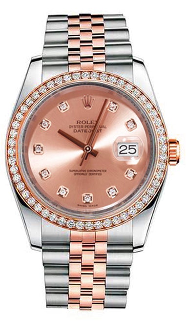 Rolex New Style Datejust Rose Two Tone Custom Diamond Bezel & Champagne Diamond Dial on Jubilee Bracelet