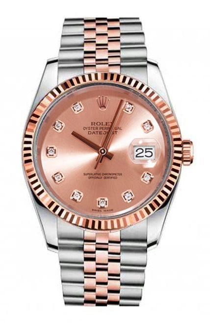 Rolex New Style Datejust Rose Two Tone Fluted Bezel & Champagne Diamond Dial on Jubilee Bracelet