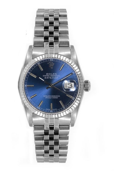 Rolex Women's Datejust Midsize Stainless Steel Blue Index Dial