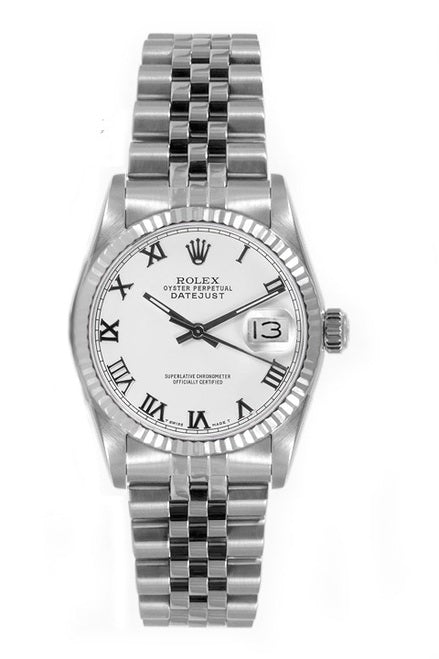 Rolex Women's Datejust Midsize Stainless Steel White Roman Dial