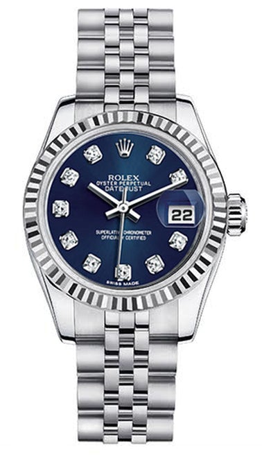 Rolex Women's New Style Steel Datejust with Custom Blue Diamond Dial