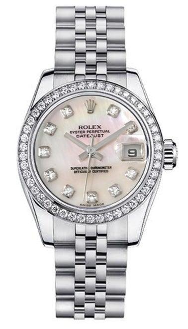 Rolex Women's New Style Steel Datejust with Custom Diamond Bezel and Mother of Pearl Diamond Dial