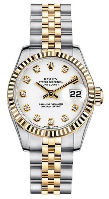 Rolex Women's New Style Two-Tone Datejust with Custom White Diamond Dial