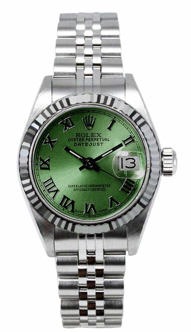 Rolex Women's Datejust Stainless Steel Custom Green Roman Dial