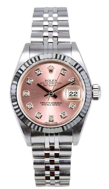 Rolex Women's Datejust Stainless Steel Custom Pink Diamond Dial