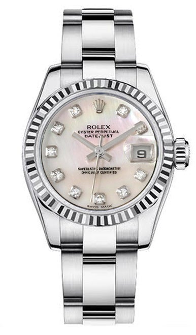 Rolex Women's New Style Steel Datejust Oyster Band with Mother of Pearl Diamond Dial