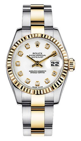 Rolex Women's New Style Two-Tone Datejust with Custom White Diamond Dial and Bezel on Oyster Band