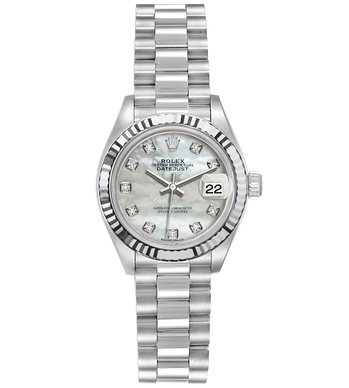 Rolex Women's White Gold President with Custom Mother of Pearl Diamond Dial P69179MOPD